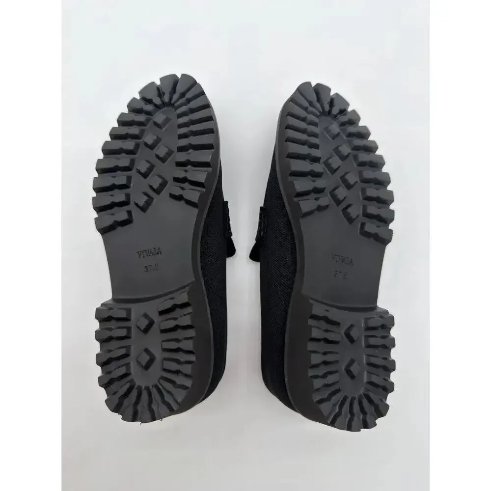 Vivaia Francesca Platform Chunky Heel Penny Minimalist Preppy Black Loafer 7